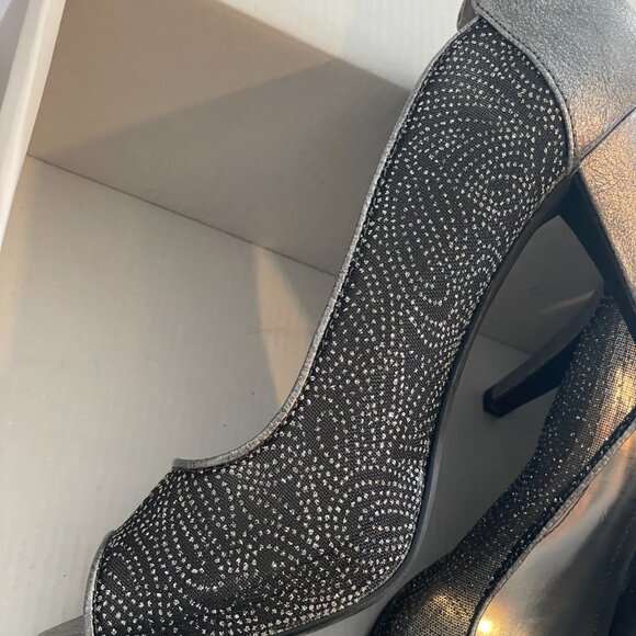 8.5 Peep Toe Pewter Sparkly Holiday Party High Heels Style & Co. - Picture 3 of 6